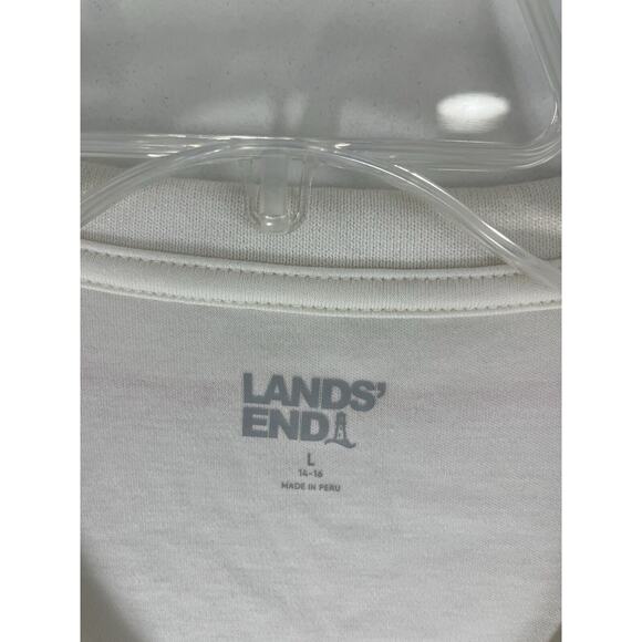 Lands' End Polo Shirt Womens Large Bird White Orange Cotton Preppy Whimsical - Picture 7 of 7